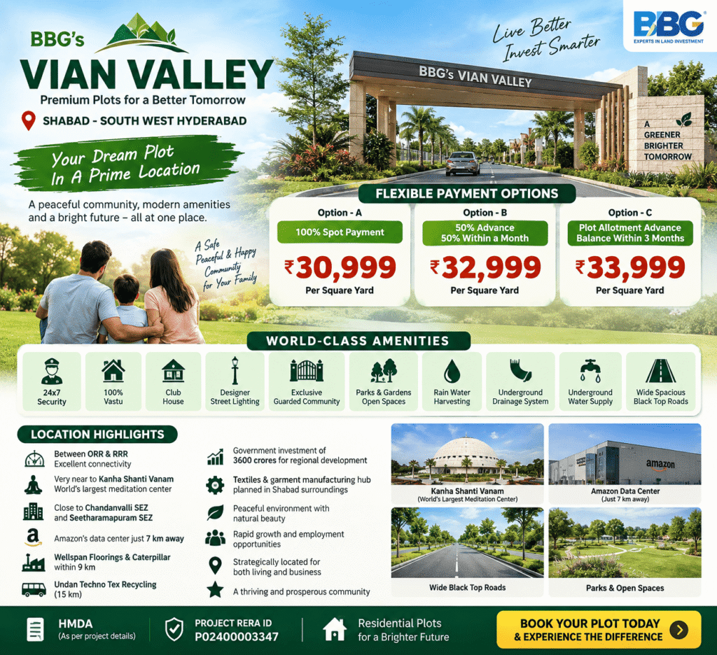 BBG Vian Valley Plots Shabad – residential plots with wide roads, parks, security and modern amenities